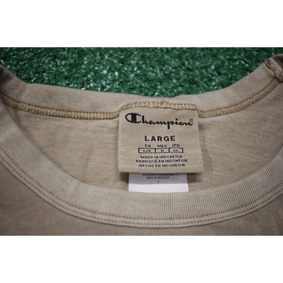 Champion Beige Logo T-Shirt Men’s Large Casual Athletic Tee - Picture 3 of 7